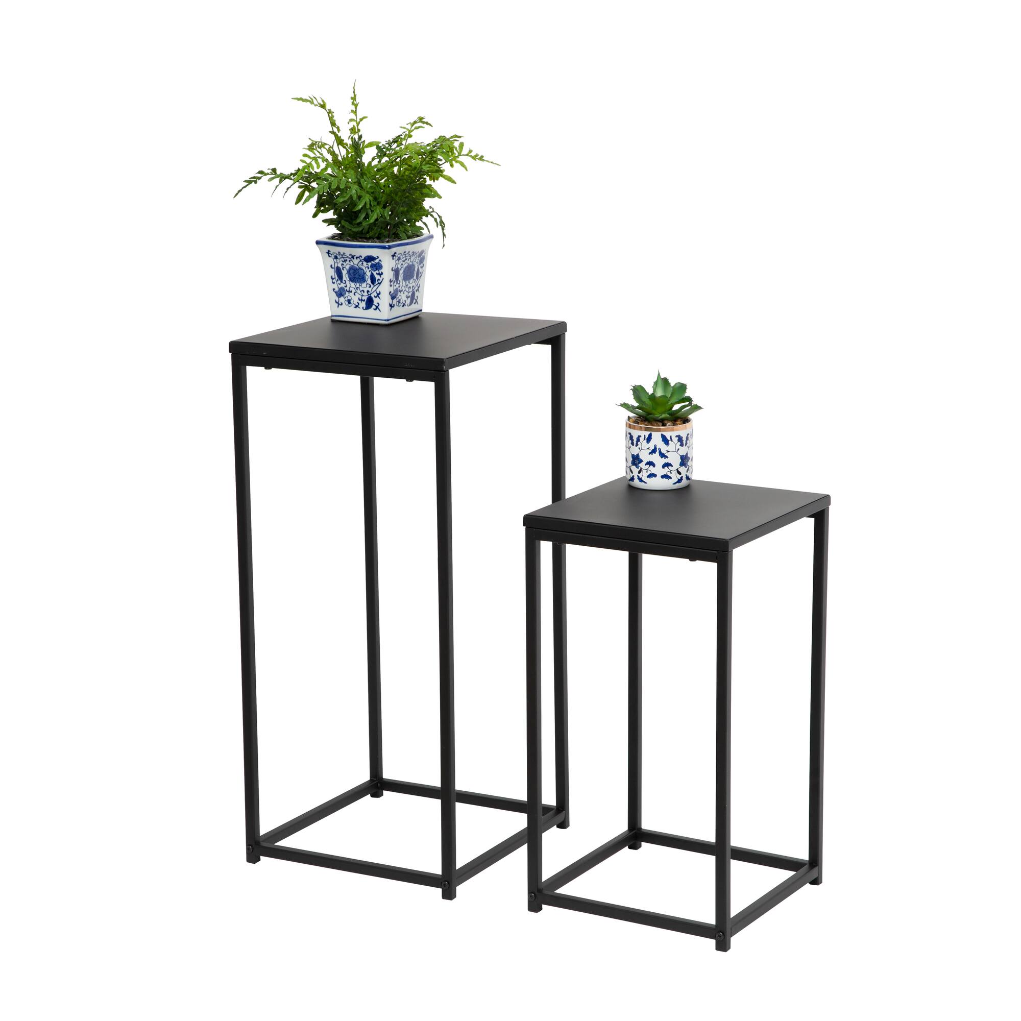 Honey Can Do Square Black Side Tables Set